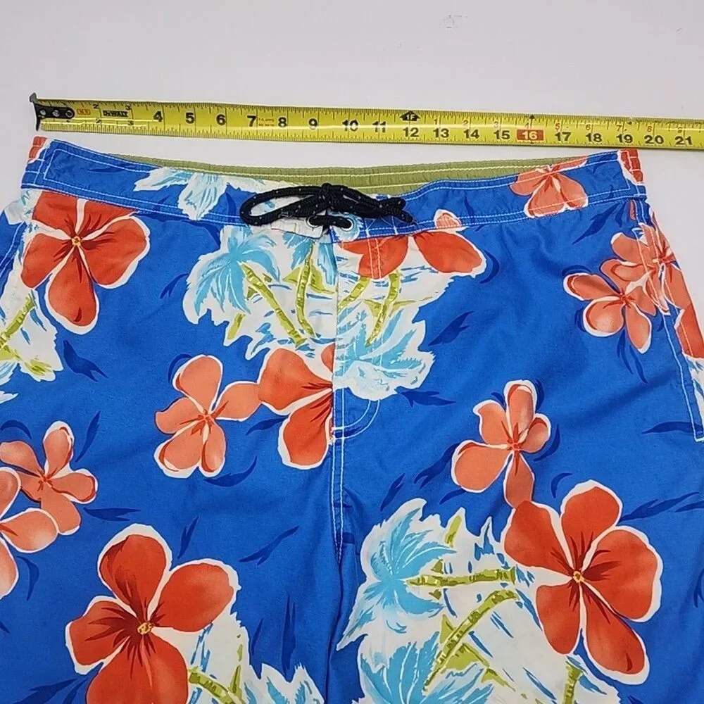 Tommy Bahama Swim Trunks Short Men Sz Large Blue Floral Mesh Elastic 9